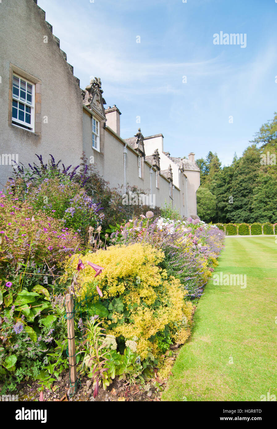 Perennial flower bed well stocked at a Scottish castle Stock Photo