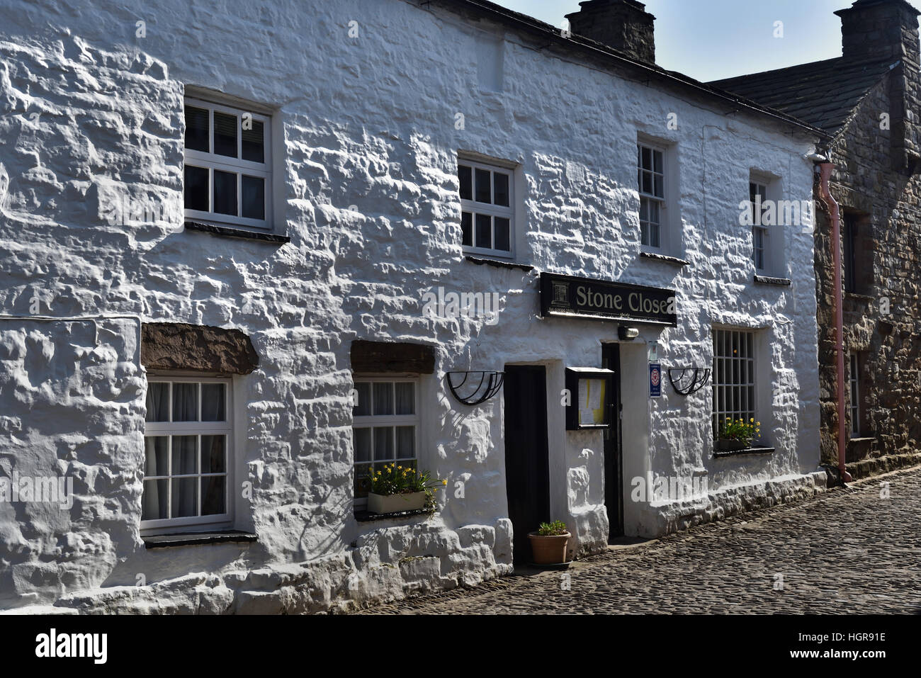 Stone Close, Tea Room & Guest House, Main Street, Dent village, Yorkshire Dales National Park, Cumbria, England, UK. Stock Photo