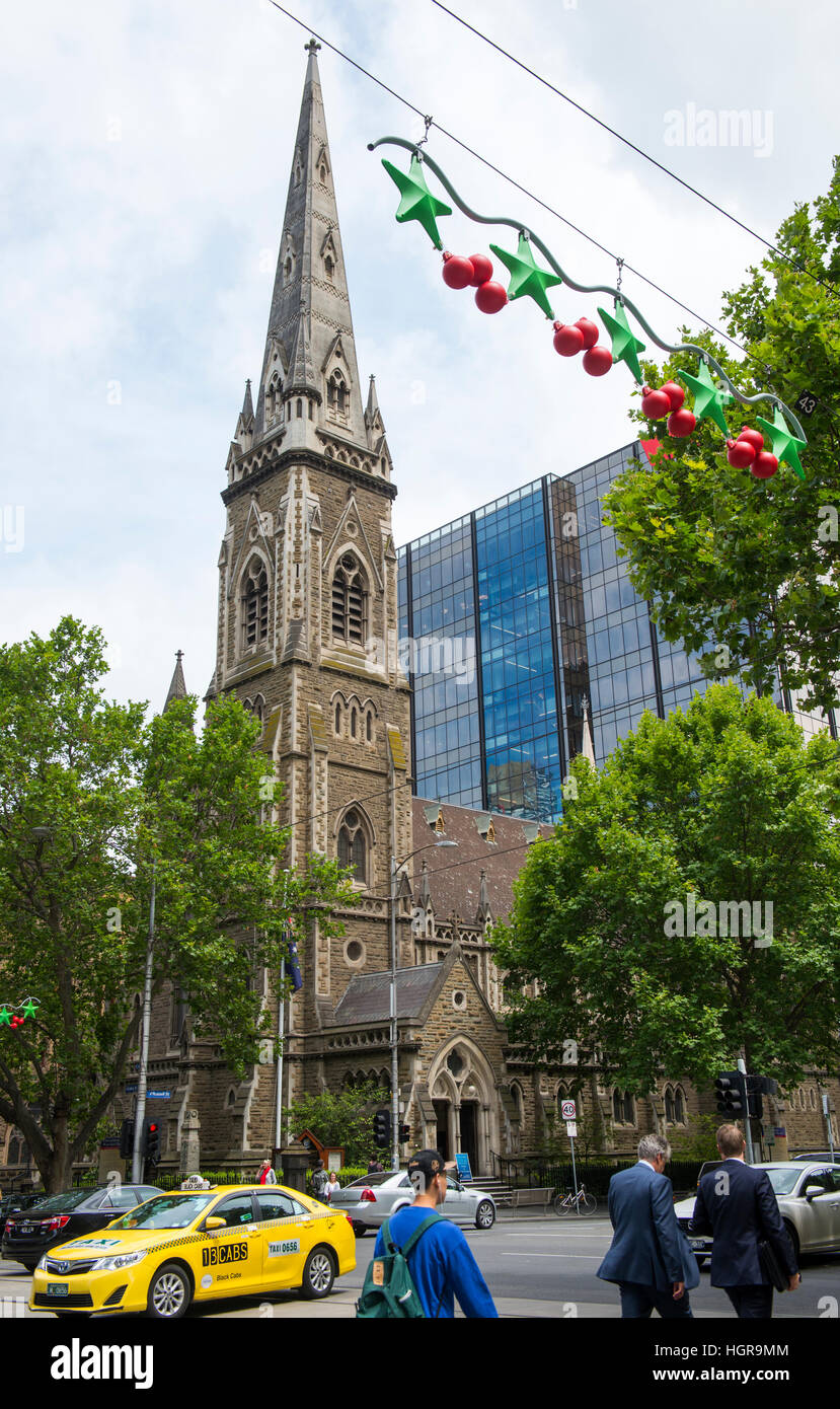 The Corner of Collins St and Russell St in the CBD of Melbourne