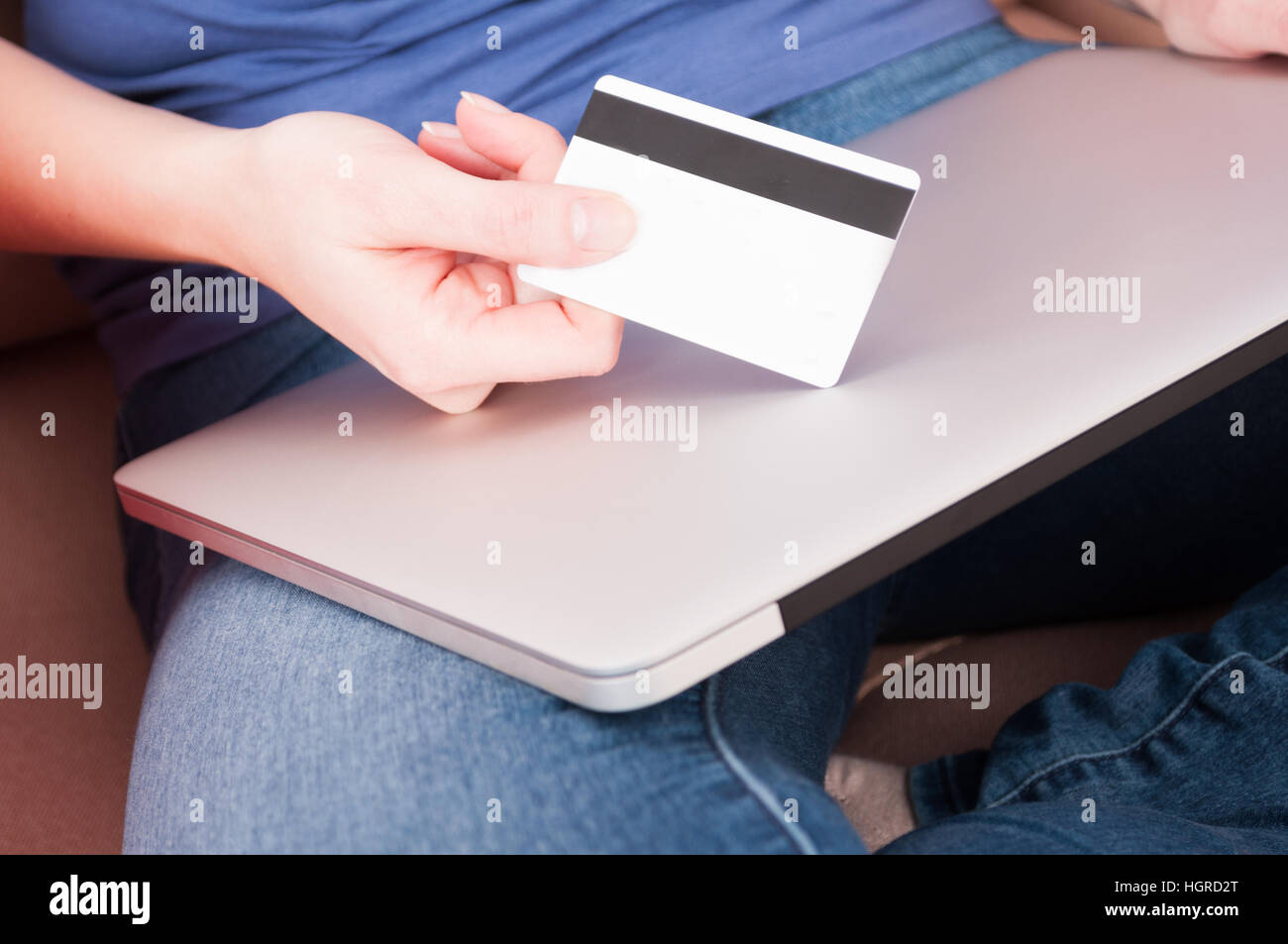 Close-up of credit card and laptop like online shopping retail concept Stock Photo