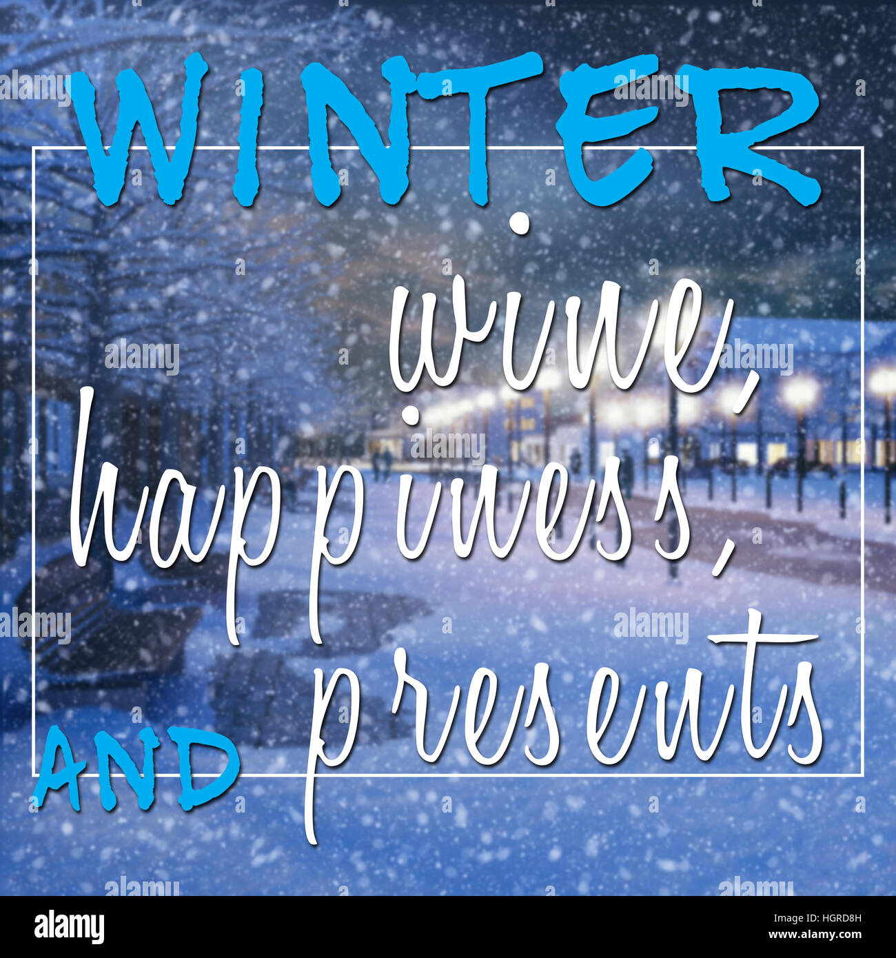 Winter Mid Week Message Inspirational message about winter with wine, happiness and presents on ...