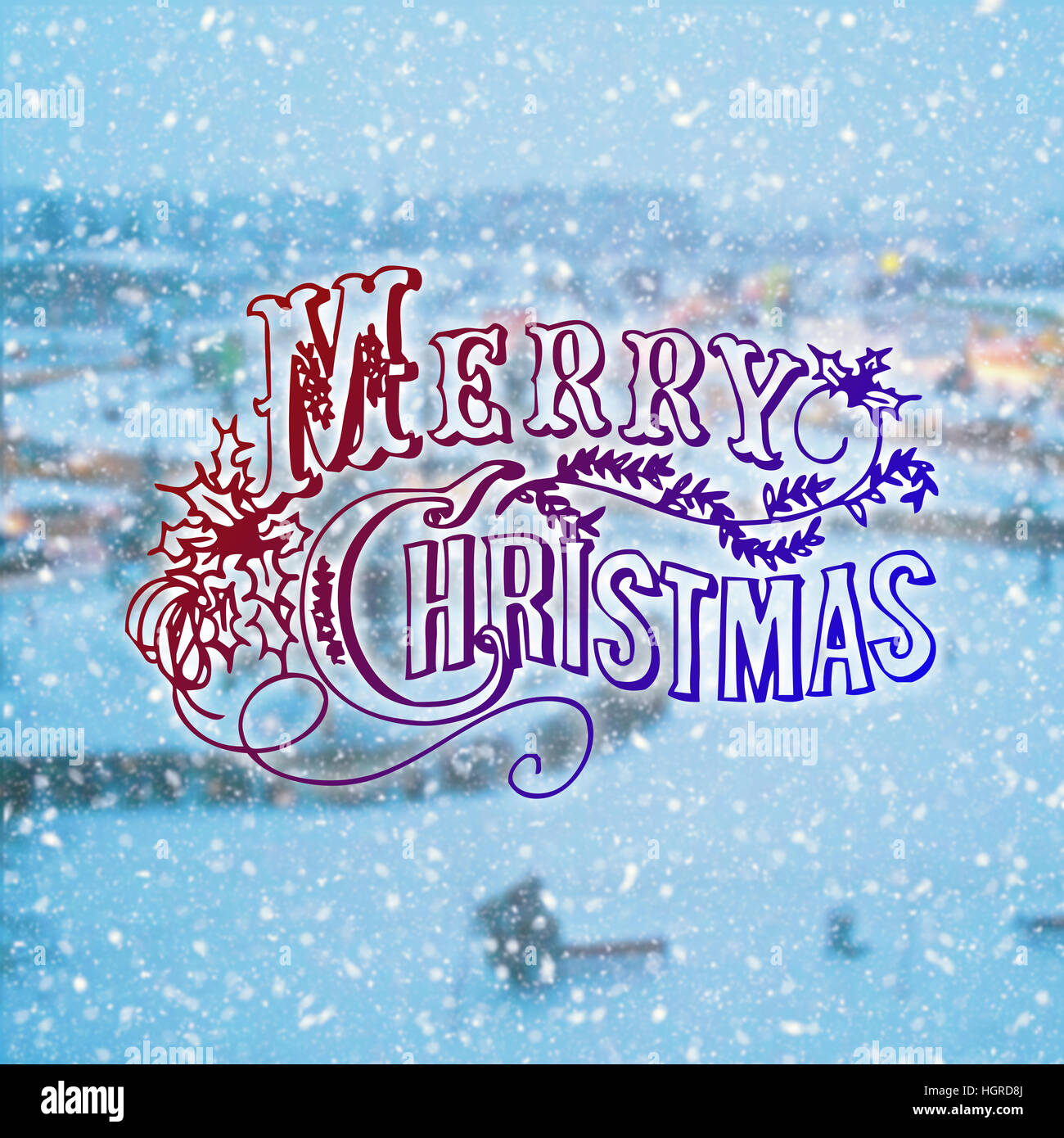 Merry christmas and winter inspirational quote with beautiful ...