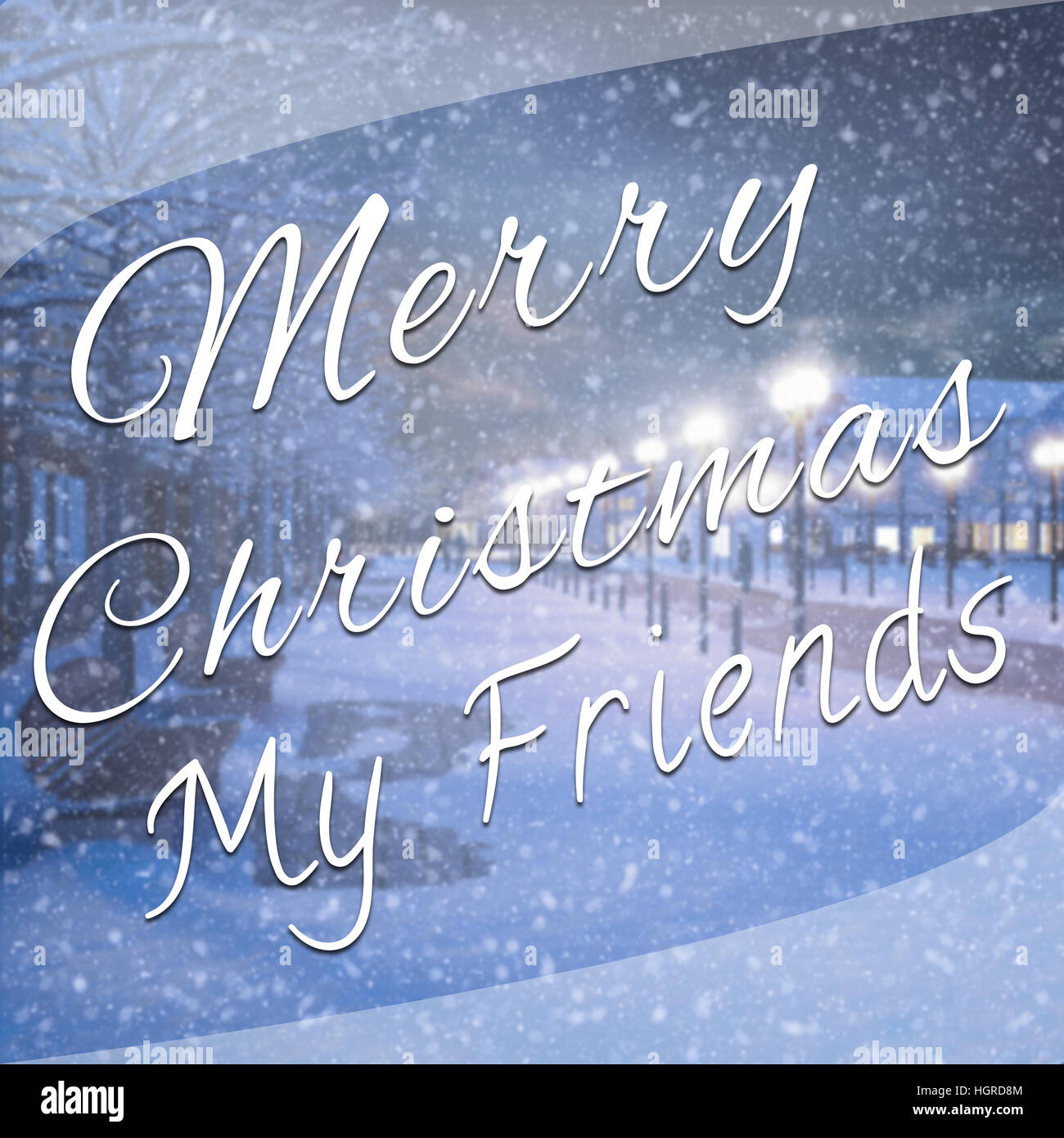 Merry christmas my friends motivational quote on background with winter and  snowflakes Stock Photo - Alamy