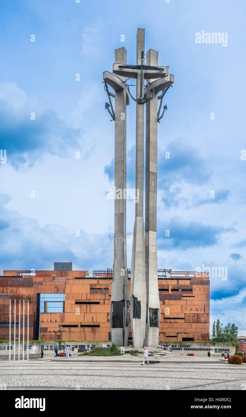 Poland, Pomerania, Gdansk (Danzig), Monument to the Fallen Shipyard Workers of 1970 at the Gdansk Shipyard Stock Photo