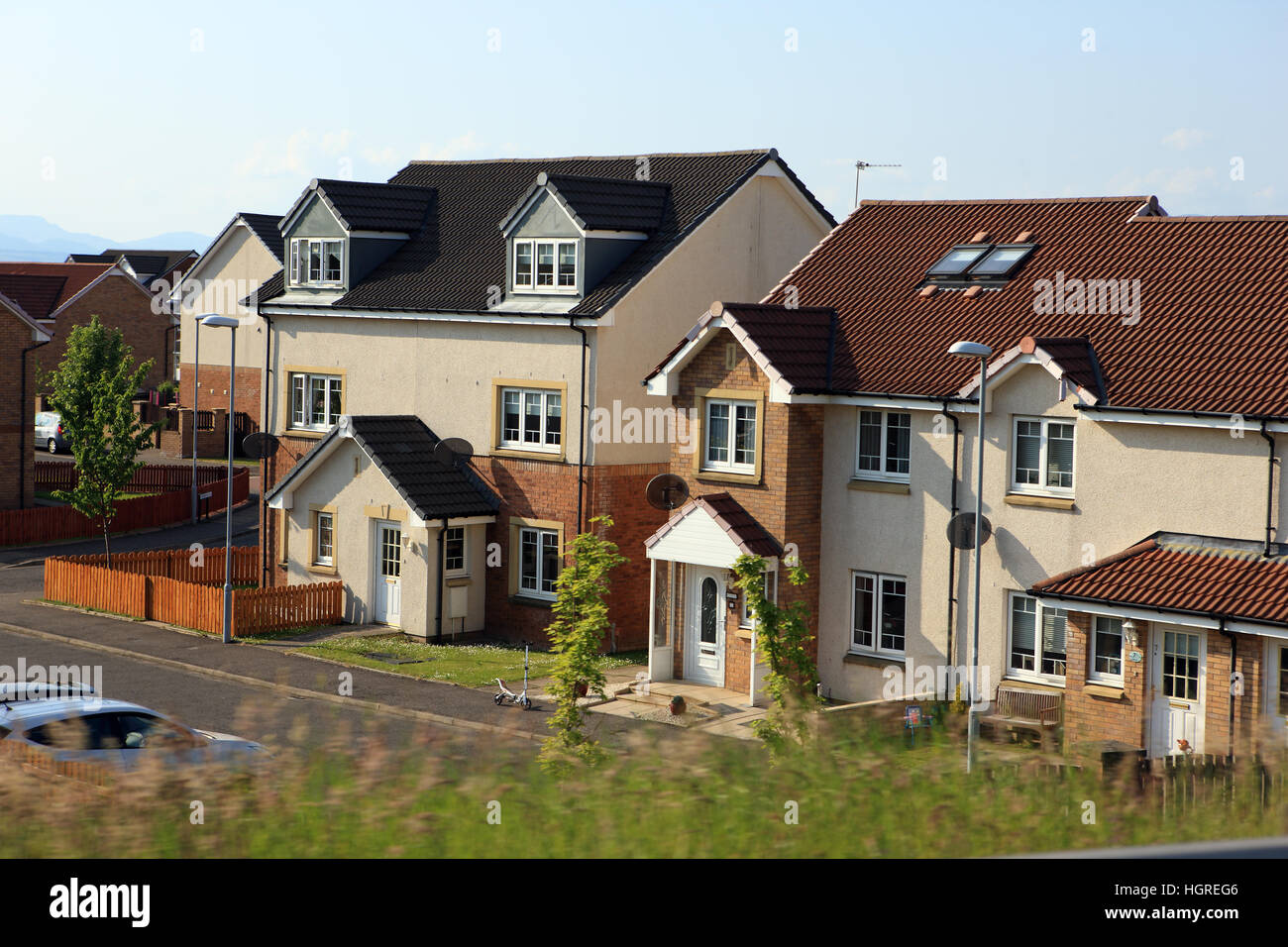 Modern housing estate in Greenock, Scotland Stock Photo