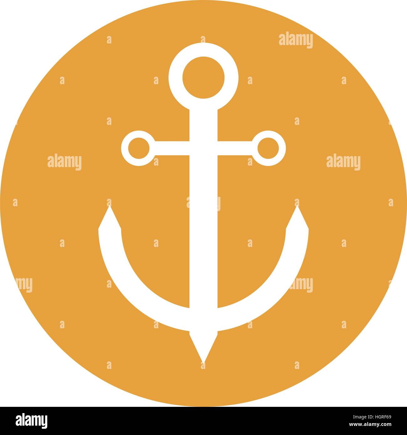 anchor nautical travel maritime yellow circle vector illustration eps