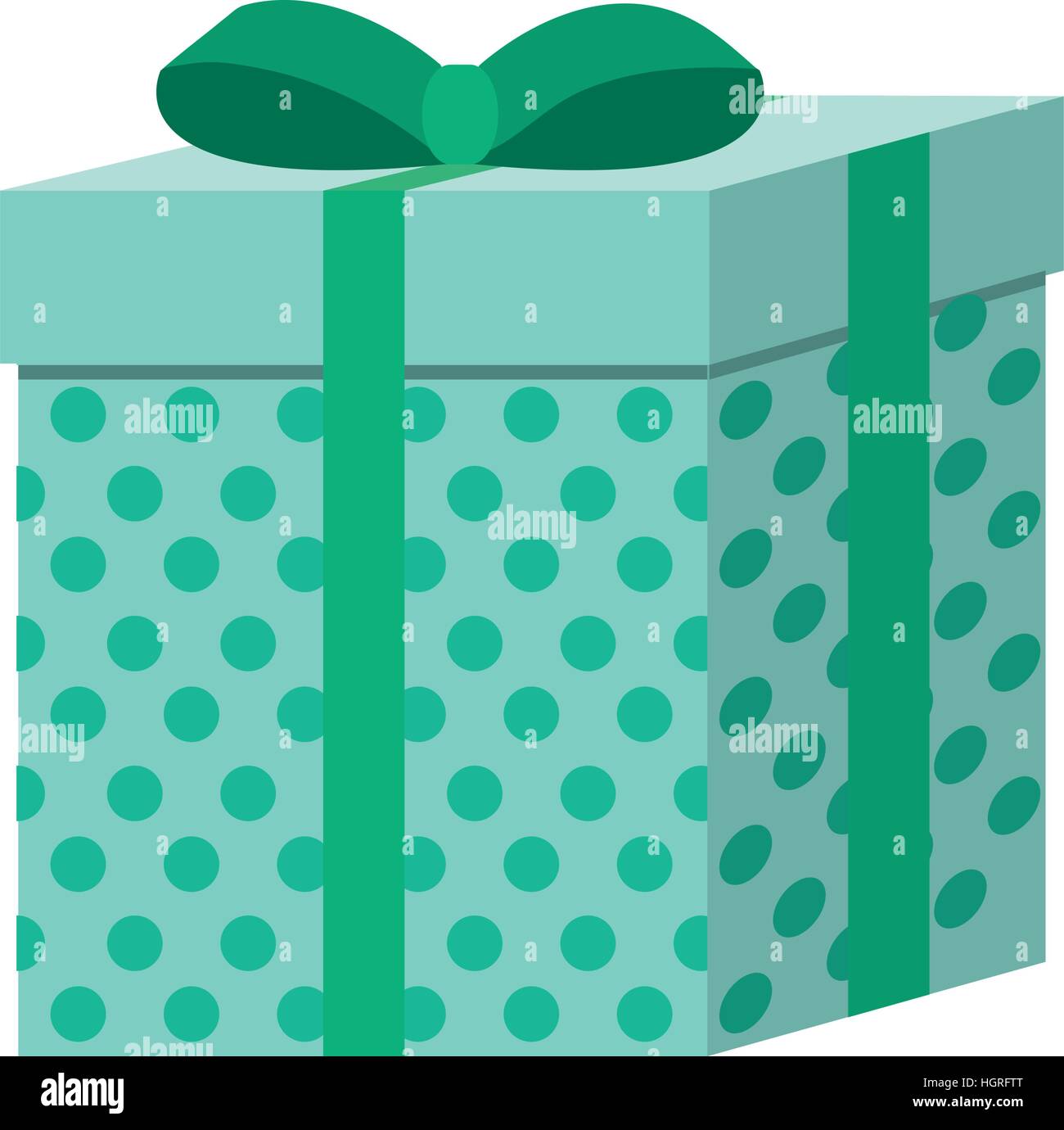 green square gift box present ribbon dots vector illustration eps 10