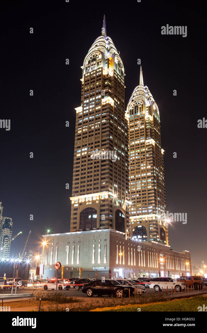 The Business Central Towers in Dubai Media City Stock Photo