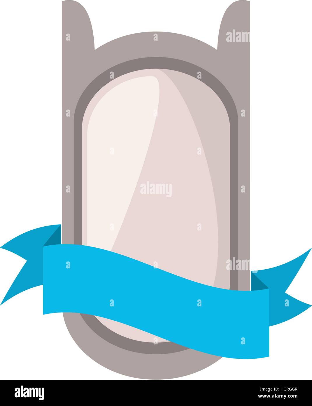 gray shield badge shadow blue ribbon vector illustration eps 10 Stock