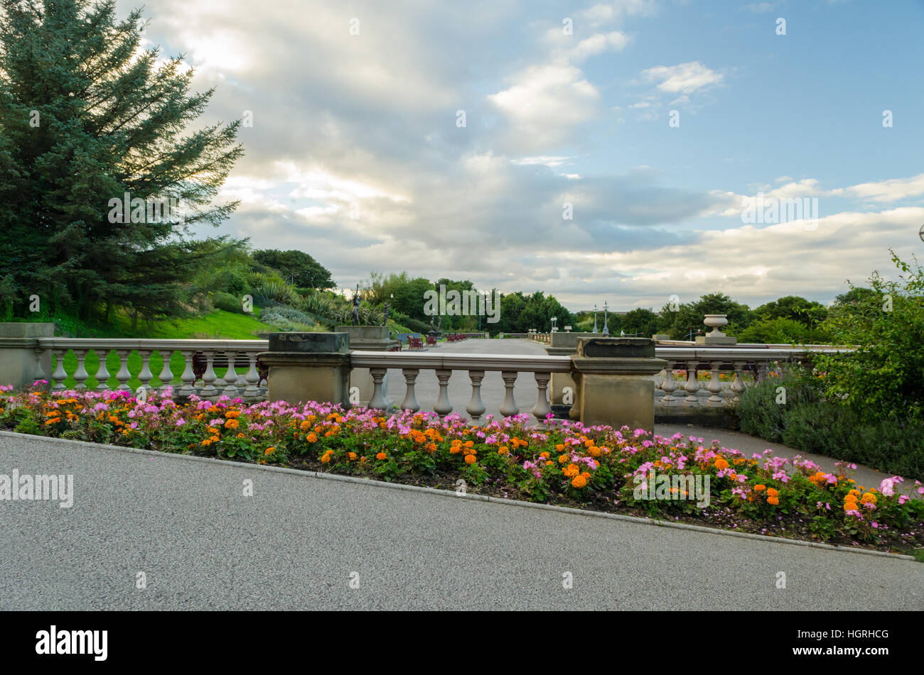 A North Westerly View Along the Terrace of South Marine Park, Sea Road, South Shields Stock