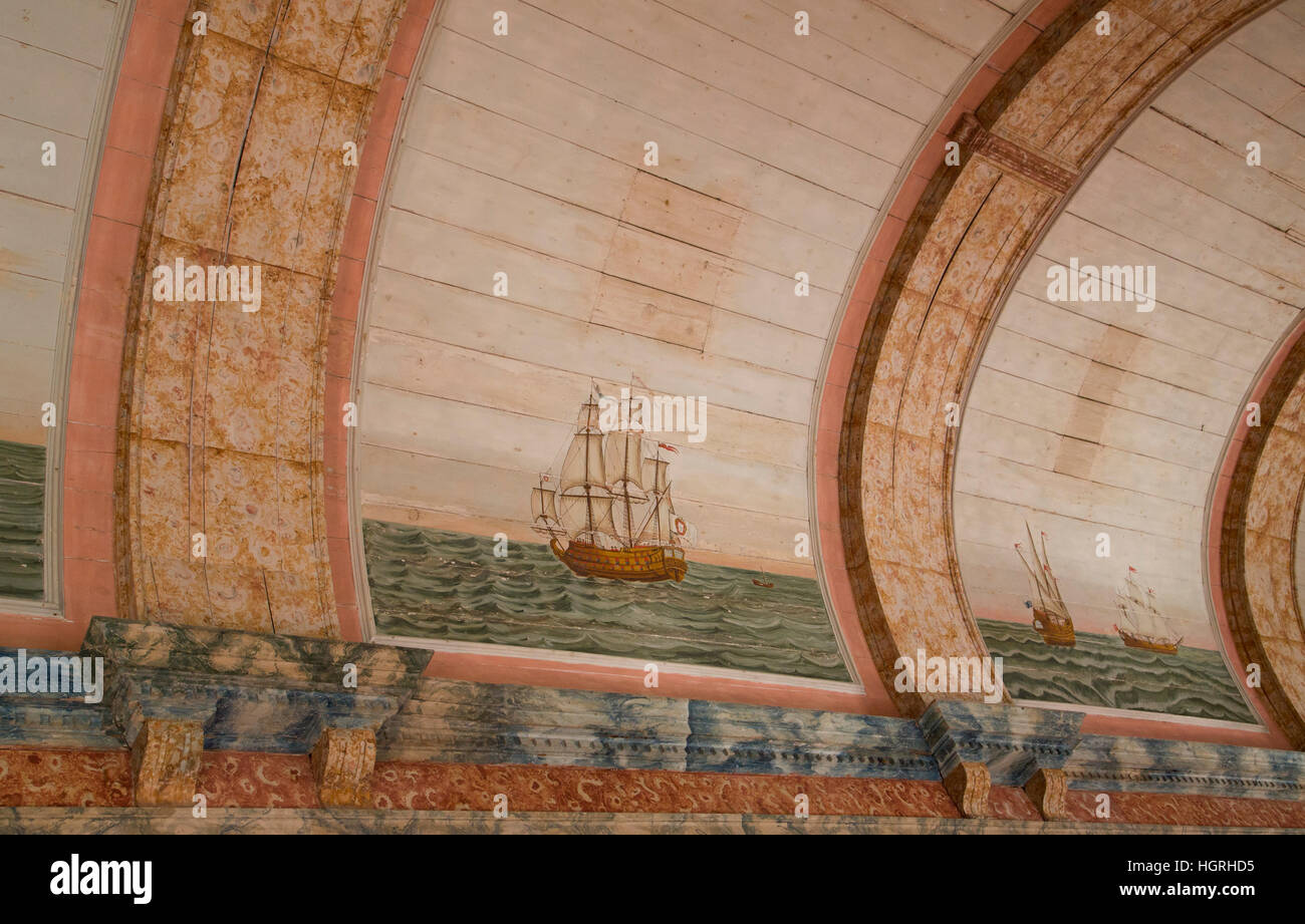 Side Wall, Galleon Room, National Palace of Sintra, Sintra, UNESCO World Heritage Site, Portugal Stock Photo