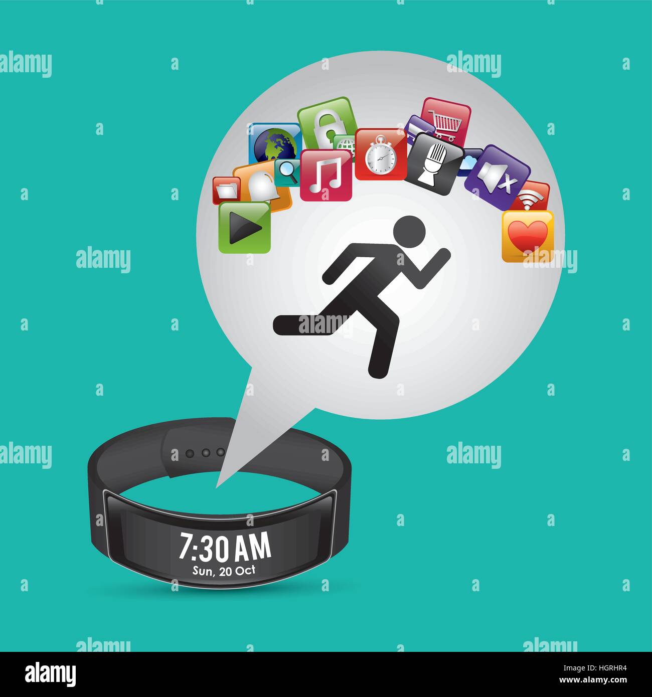 smart wristband tracker fitness green background vector illustration