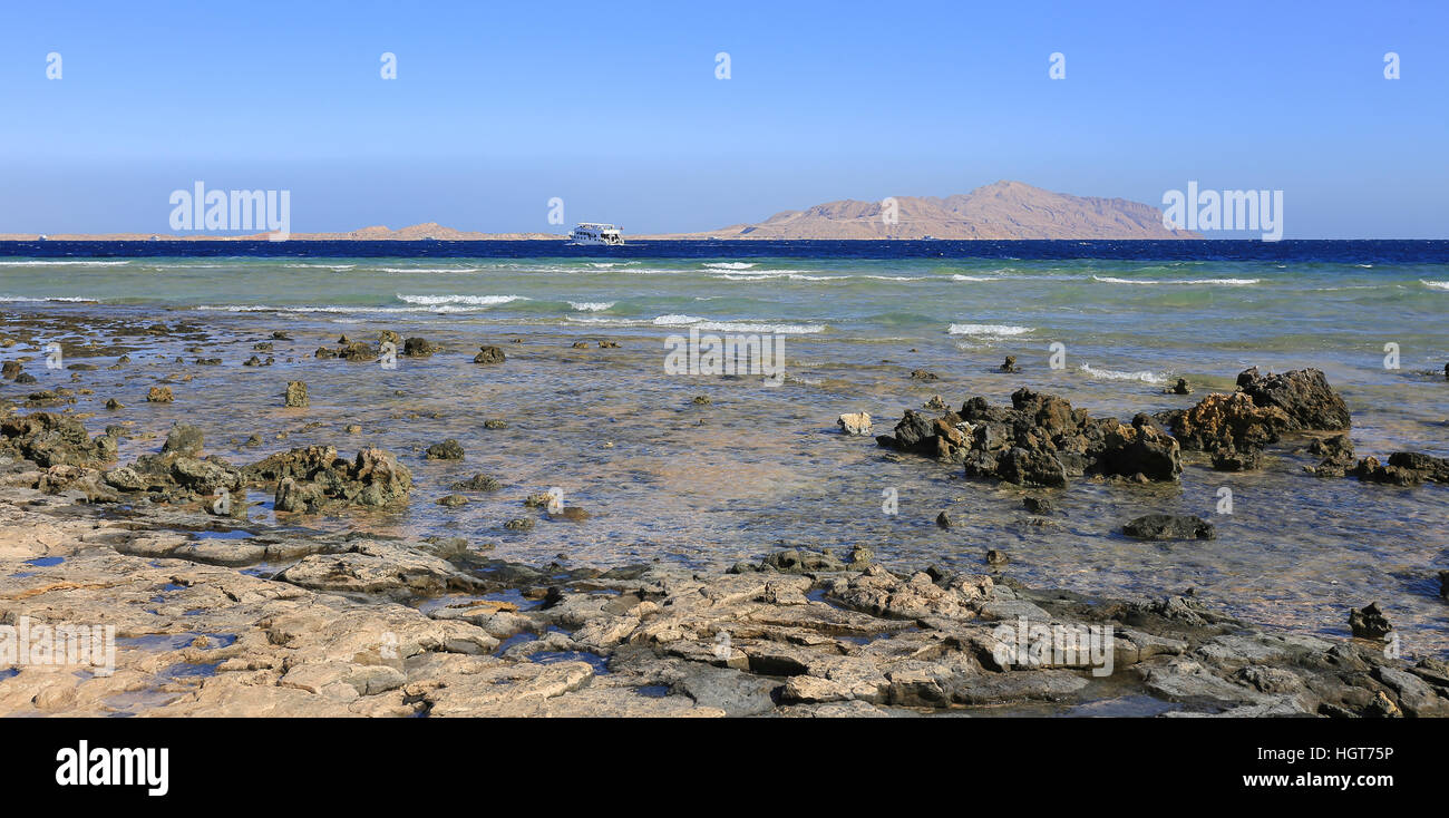 Sea and Tiran island in Sharm El Sheikh Stock Photo