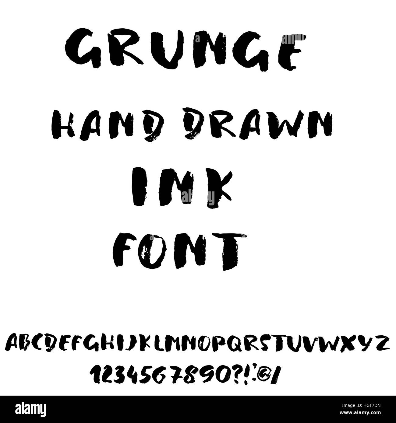 Hand drawn font made by dry brush strokes. Grunge style alphabet Stock ...
