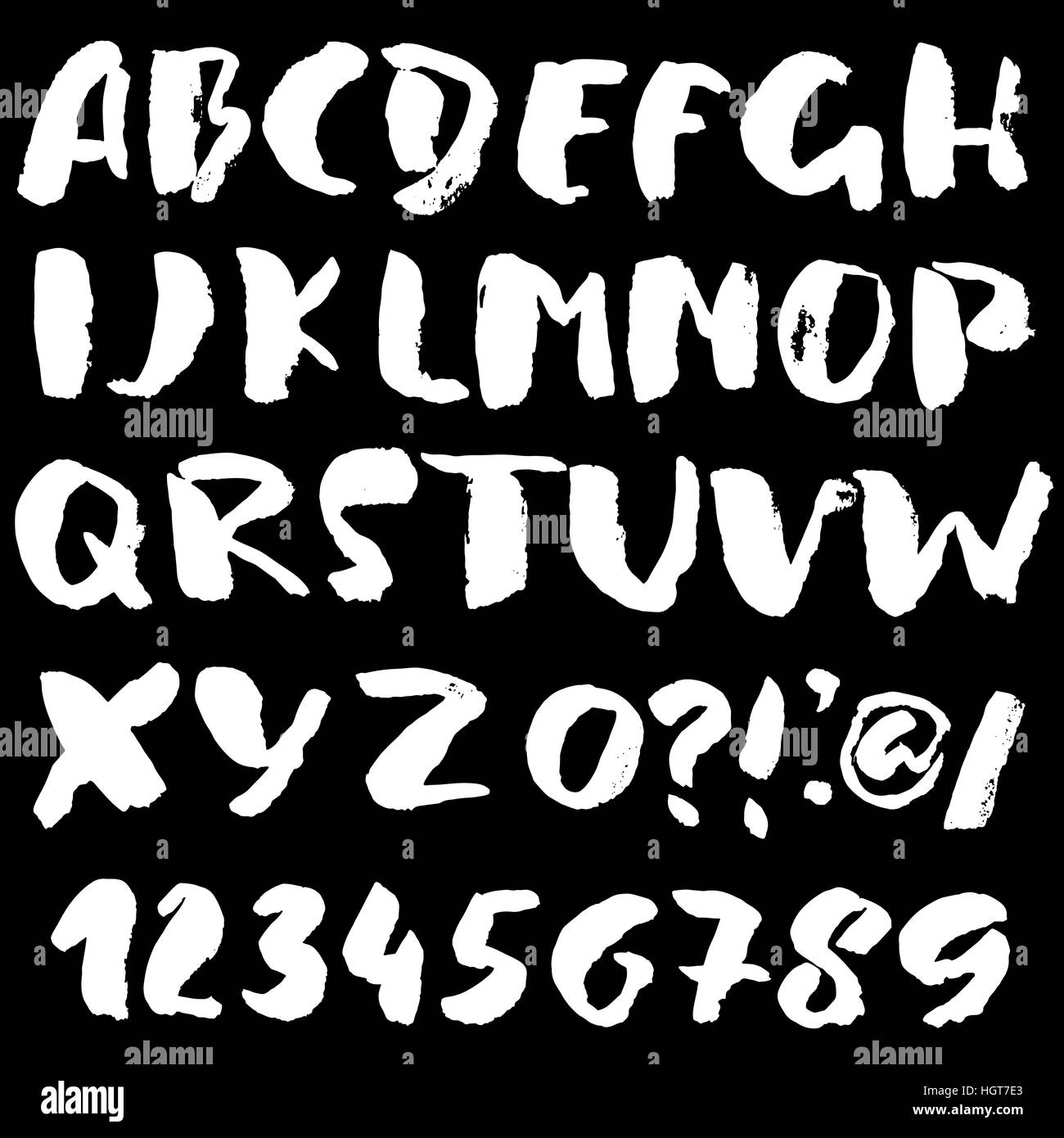 Hand drawn font made by dry brush strokes. Grunge style alphabet Stock ...