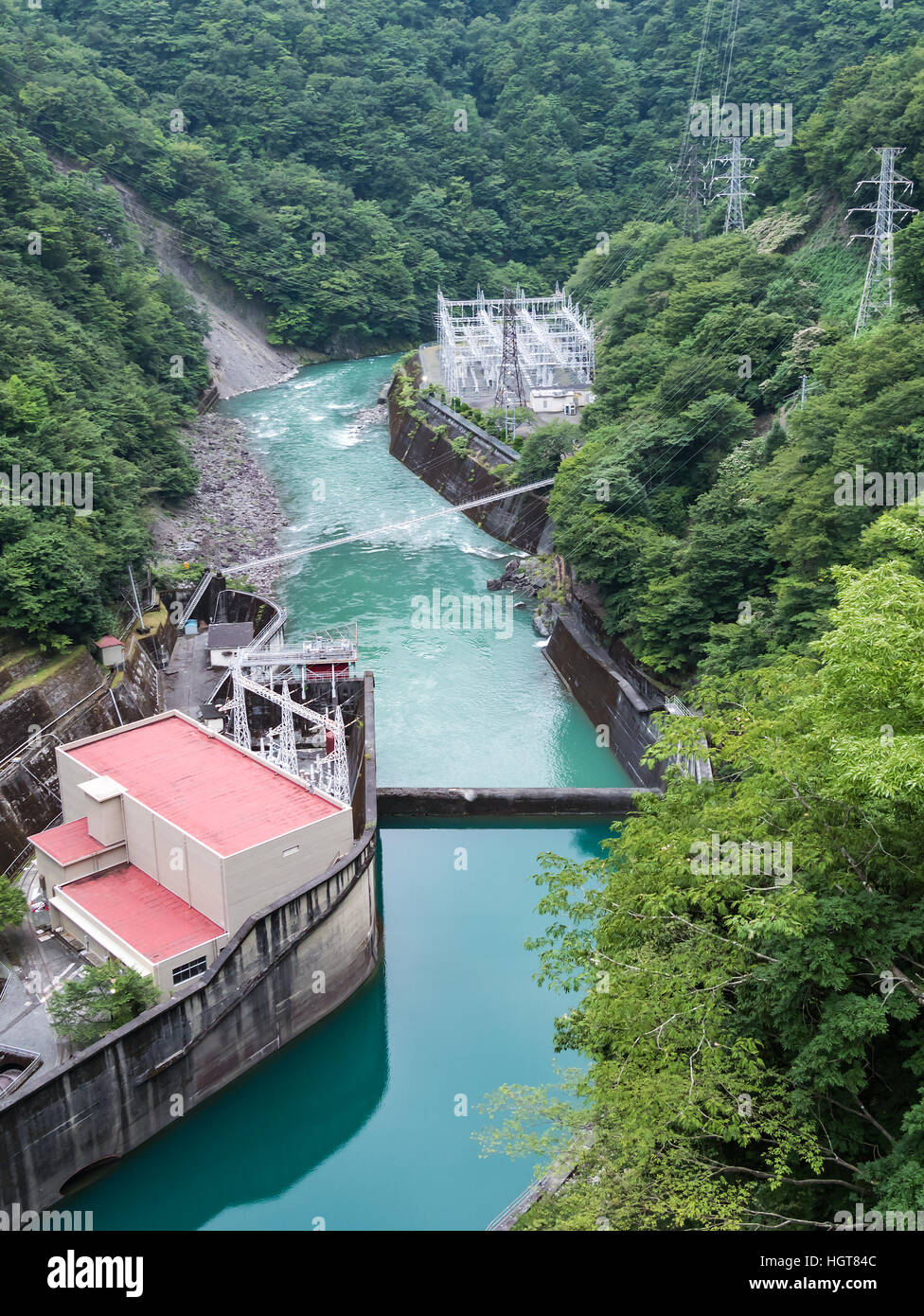 Landscape of Ikawa Hydro Power Plant and Ikawa River in Shizuoka, Japan. Stock Photo
