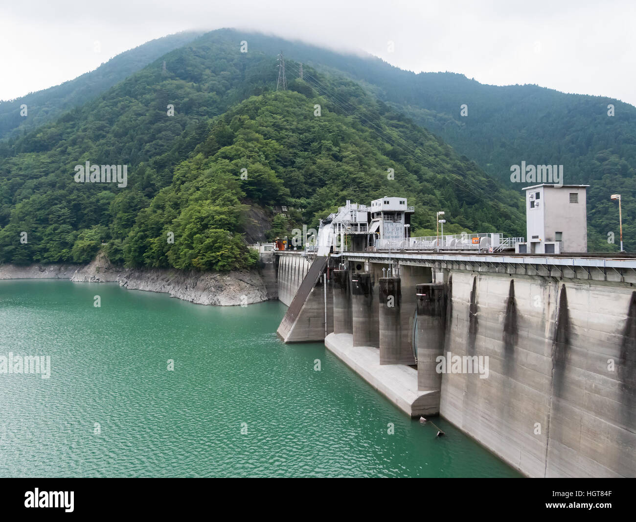 Landscape of Ikawa Dam (Ikawa Hydro Power Plant) in Shizuoka, Japan. Stock Photo