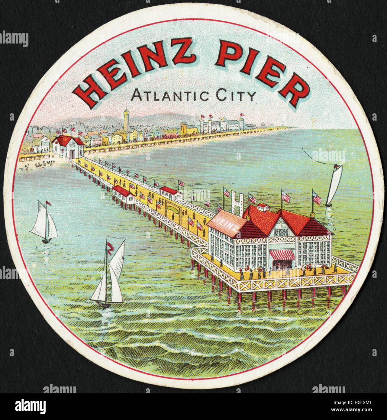 Heinz Pier, Atlantic City. Pure food products, 57 varieties, Heinz. [front]  - Food Trade Card Stock Photo