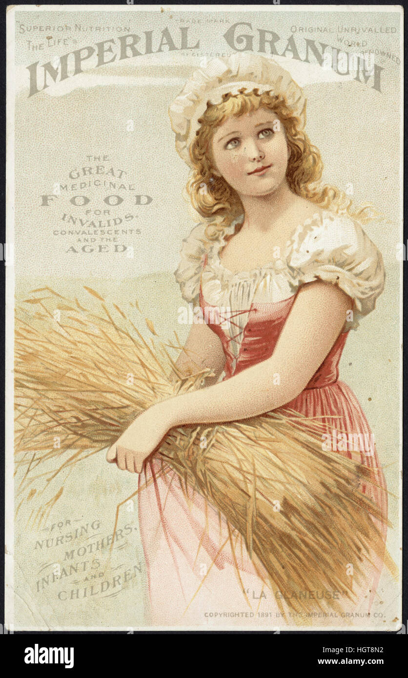 Imperial Granum, the great medicinal food for invalids, convalescents and the aged [front]  - Food Trade Card Stock Photo