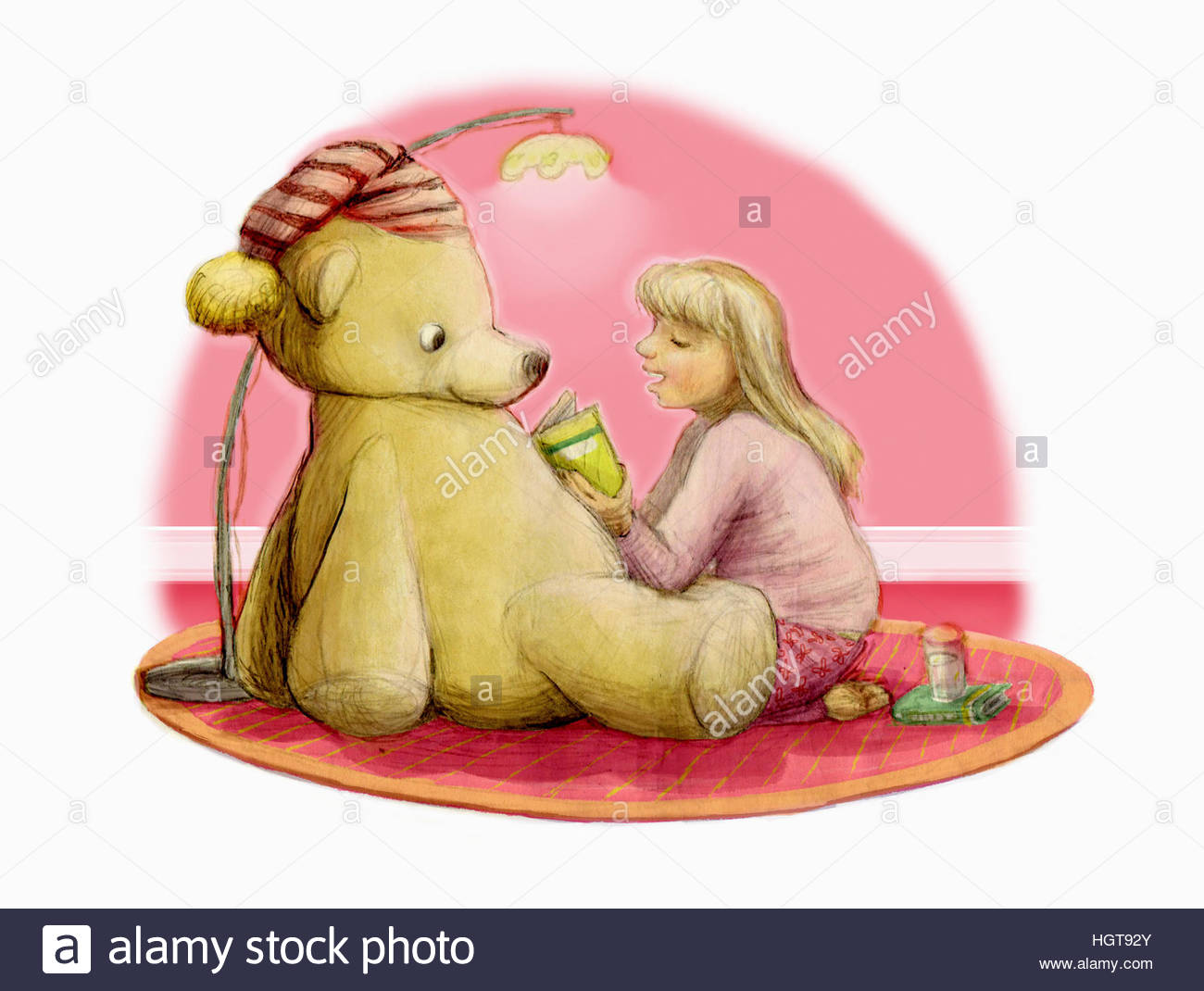 Bedtime Story Child Illustration Stock Photos & Bedtime Story Child
