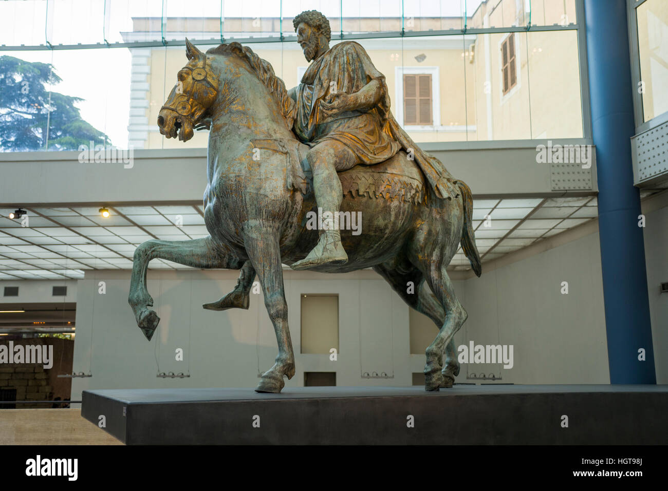 Roman bronze statue of Marcus Aurelius displayed in the Capitoline ...