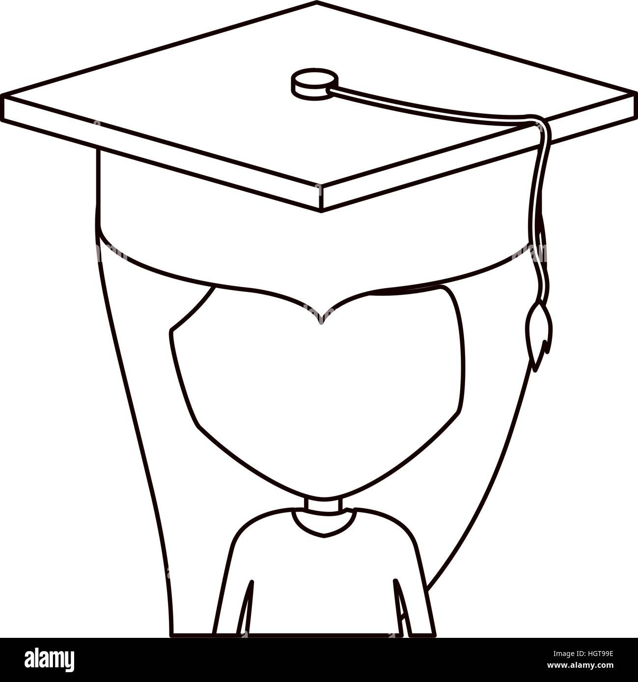 Girl with graduation cap icon. University education and school theme ...