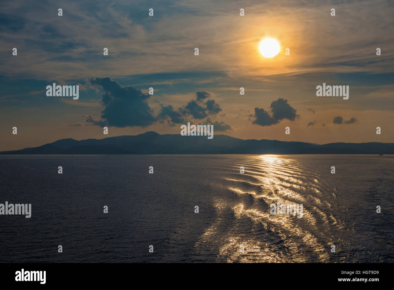 Greece - Sunset among the Cyclades islands Stock Photo