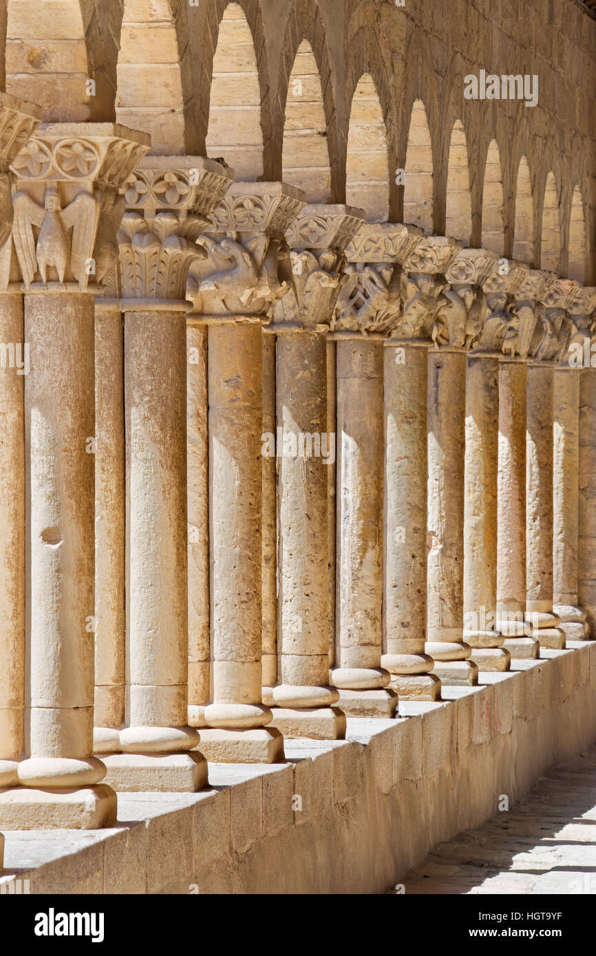 Segovia - The romanesque portico of church Iglesia de San Martin. Stock Photo