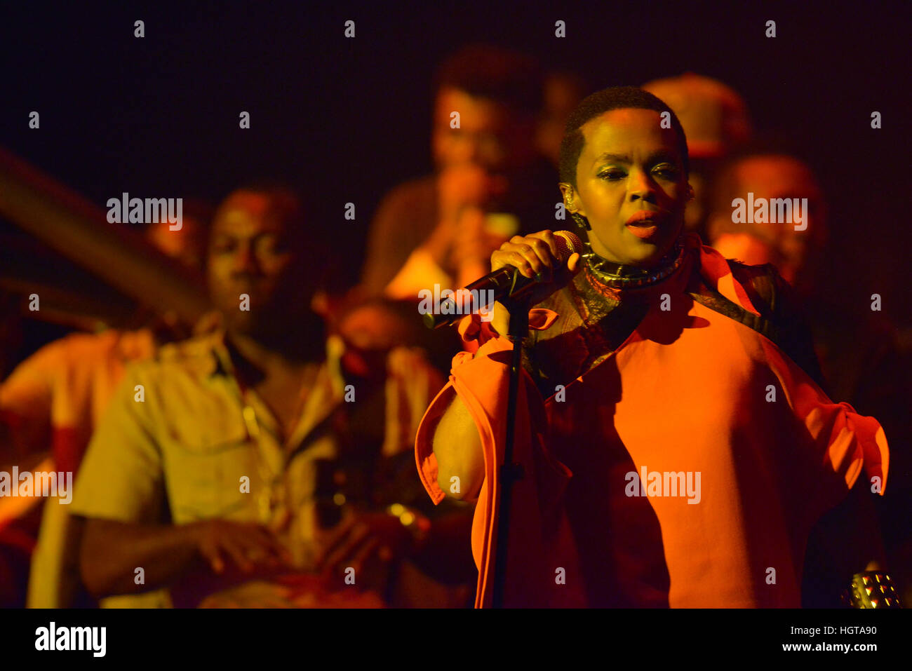 Lauryn Hill performing live on stage at the Fillmore Miami Beach in ...