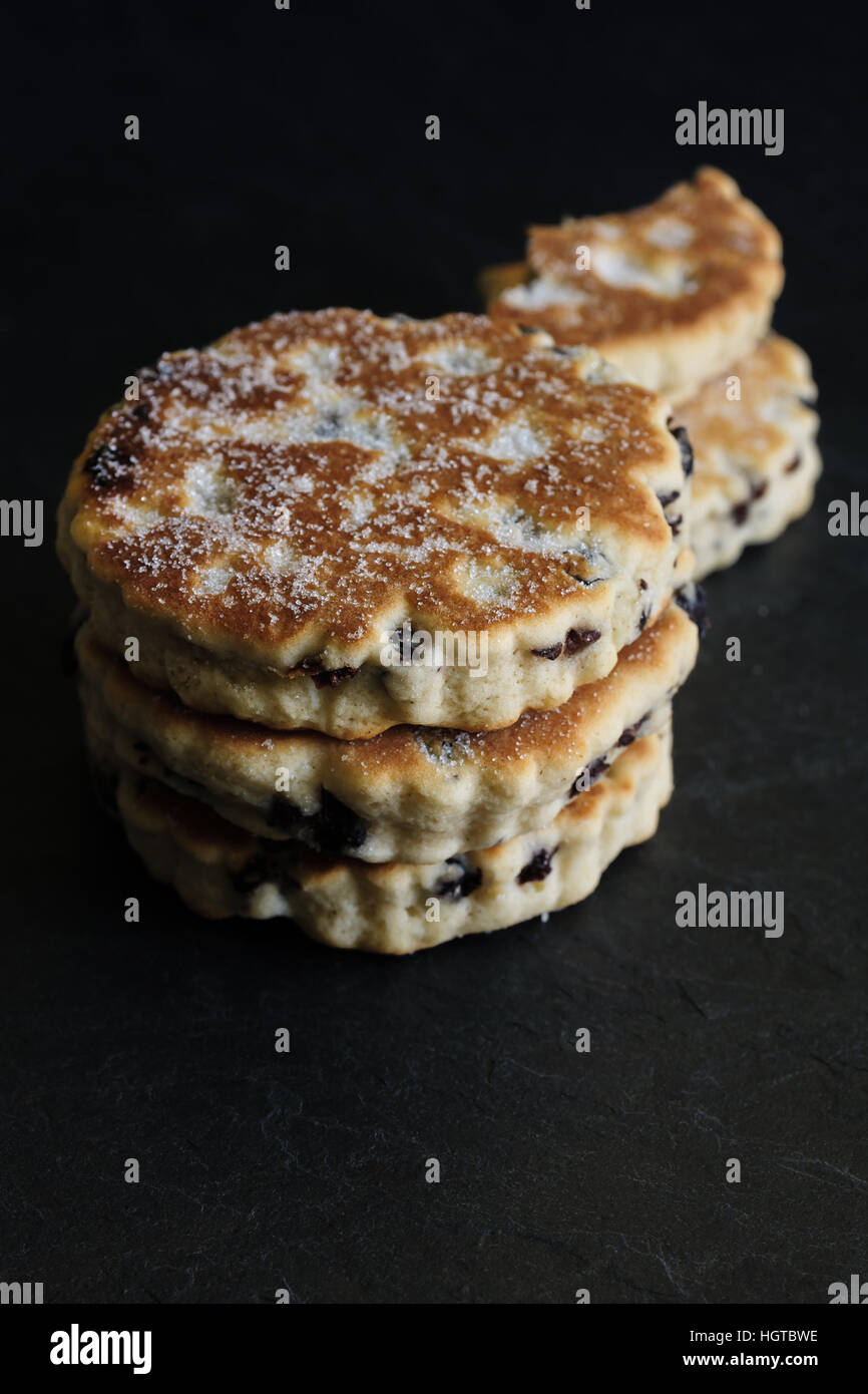 Welsh cakes a traditional griddle cake made with flour and dried fruit