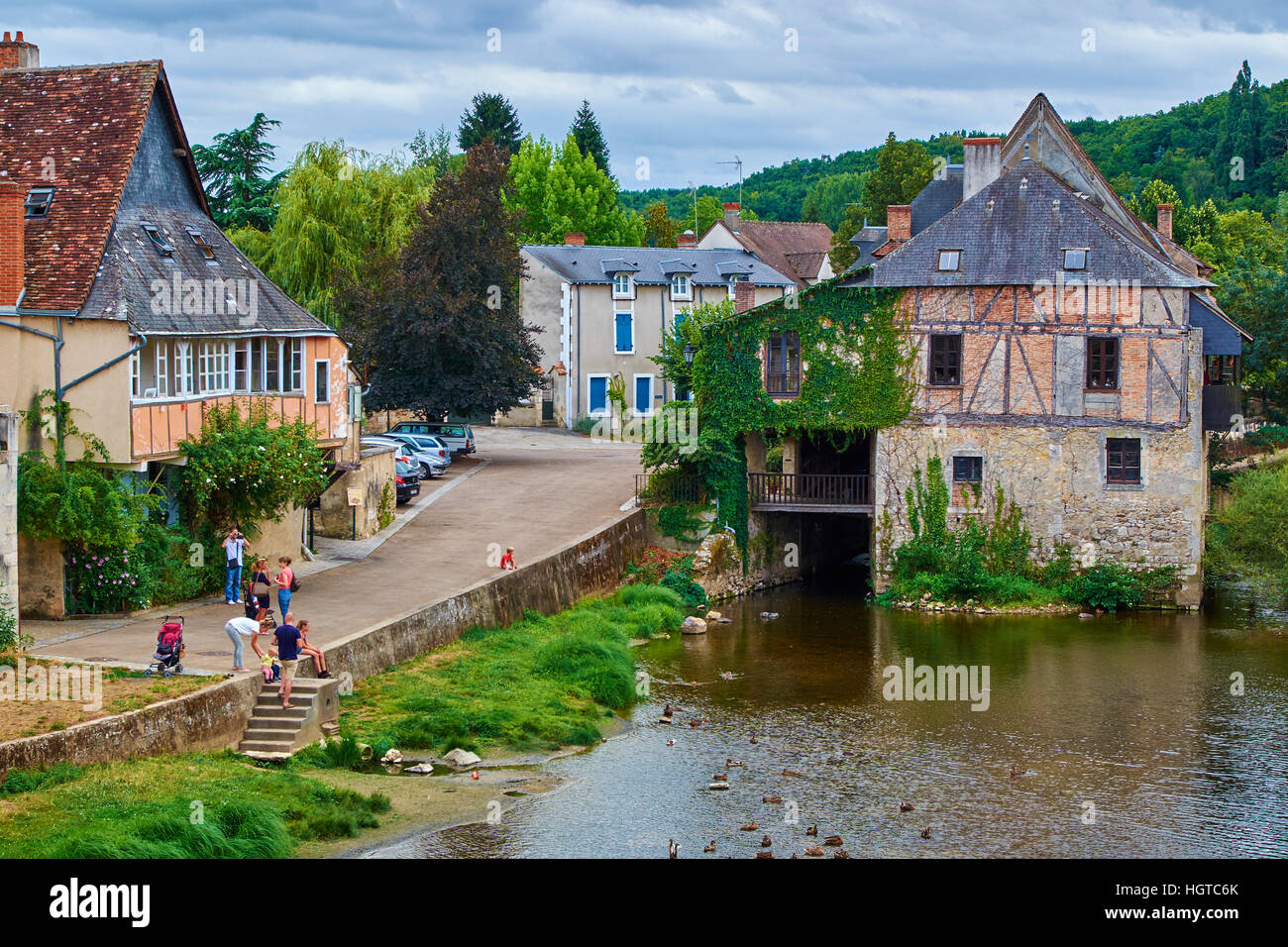 France, Indre (36), Argenton-sur-Creuse, old mill on the river bank Creuse Stock Photo