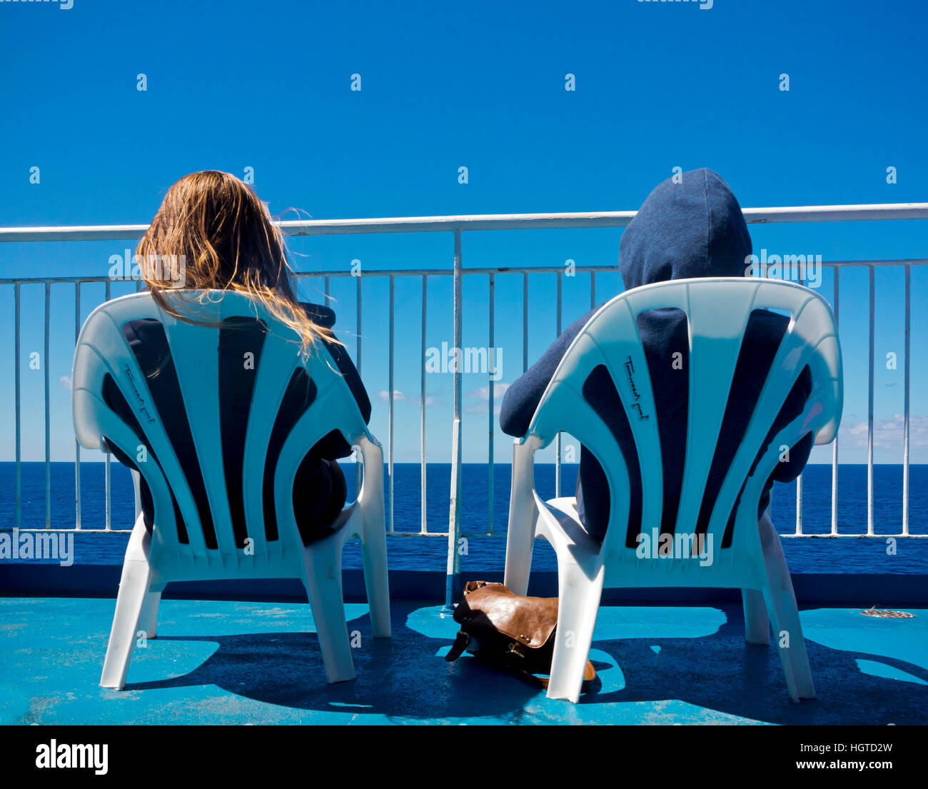 Cruise ship passengers deck chair hires stock photography and images