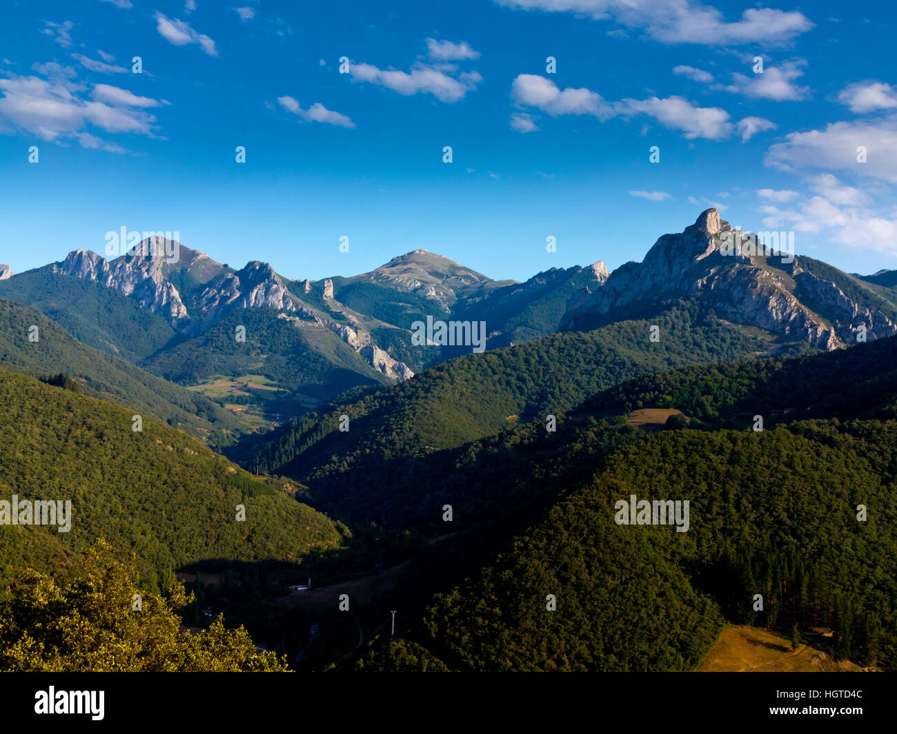 Mountains in the Vega de Liebana region of the Picos de Europa National Park near Potes in Cantabria northern Spain Stock Photo