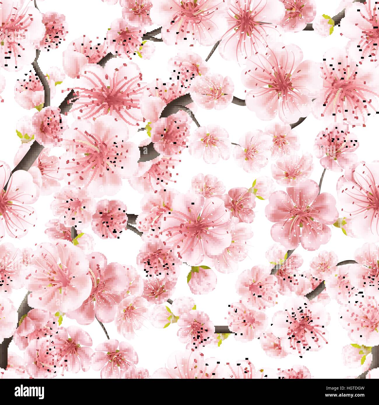 Seamless pink Sakura flowering cherry. EPS 10 Stock Vector Image & Art ...
