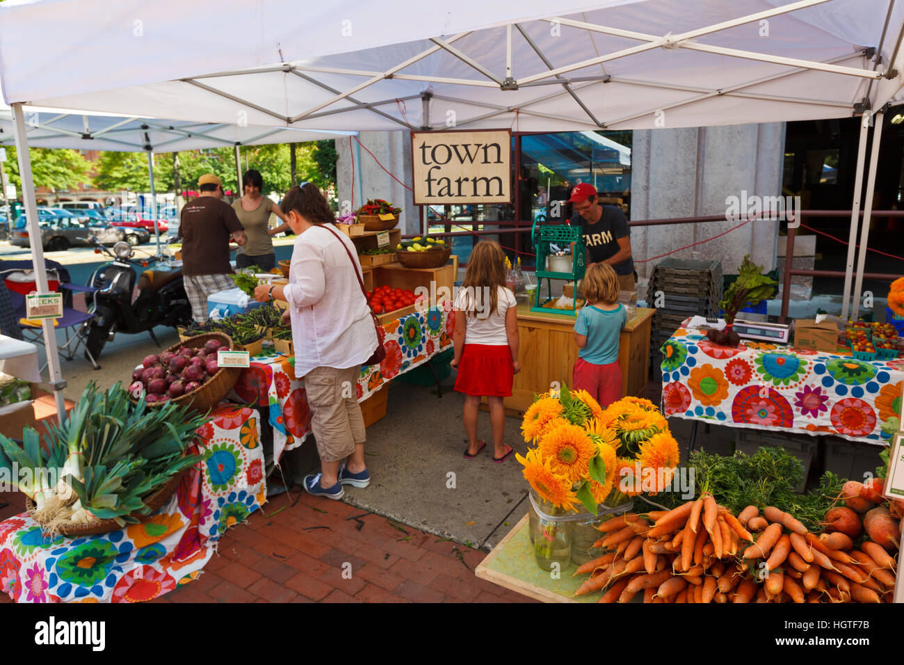 Town Farm booth (owned by Ben James) at the Tuesday Market farmer's