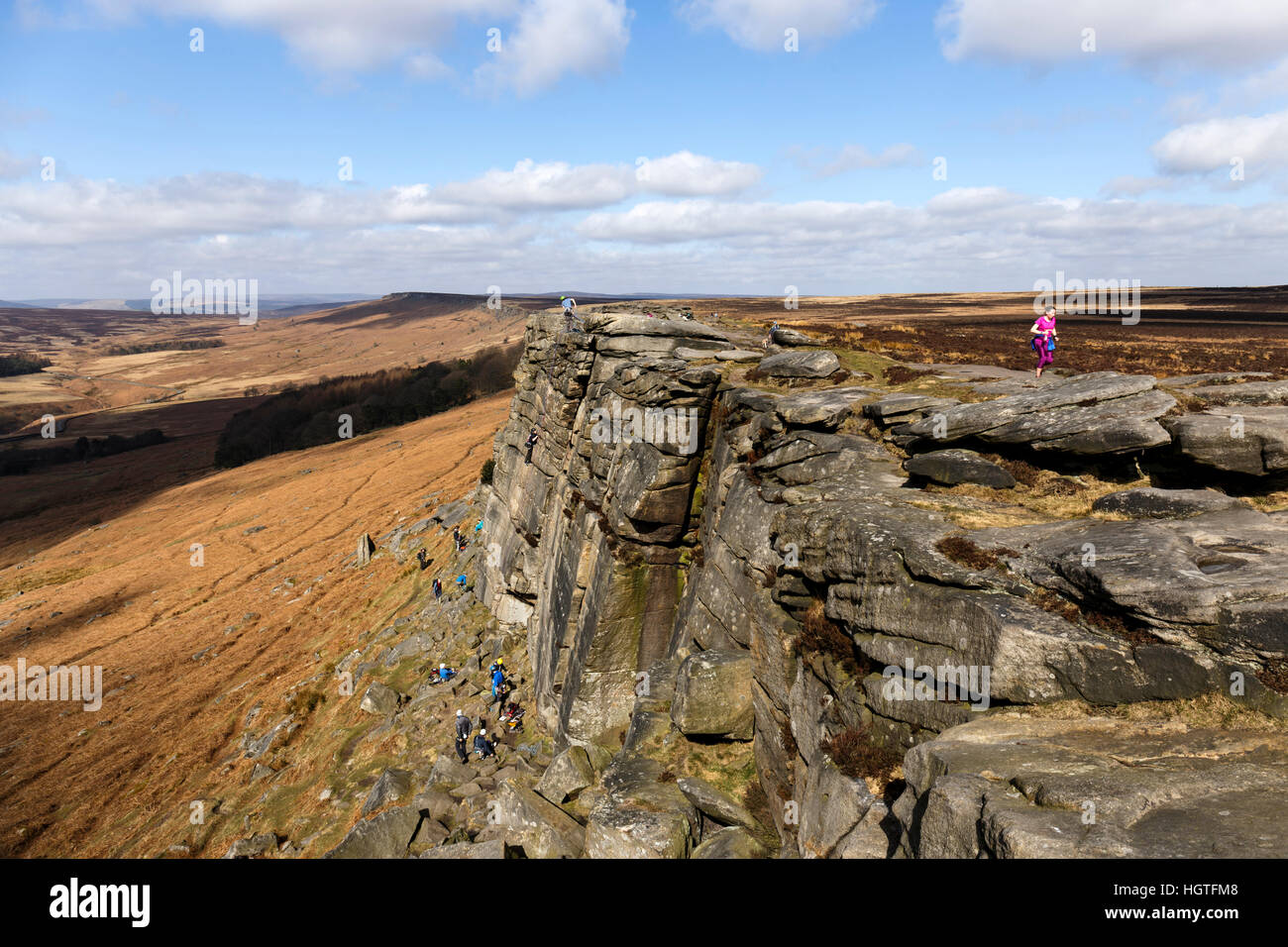Stanage Edge Rocks Gritstone Stanage Edge in the Peak District National Park Derbyshire ...