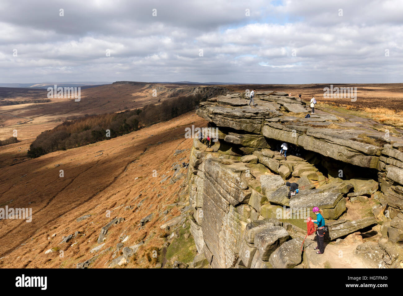 Stanage Edge Rocks Gritstone Stanage Edge in the Peak District National Park Derbyshire ...