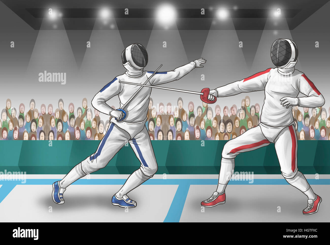 Two fencing players having a match Stock Photo Alamy