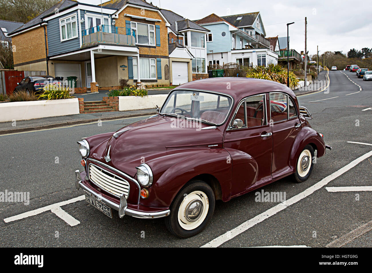Dark red Morris Minor car vintage Gurnard Isle of Wight England UK Stock  Photo - Alamy