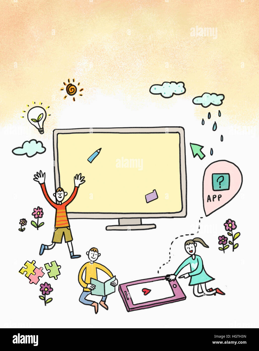 Line illustration representing computer education Stock Photo - Alamy