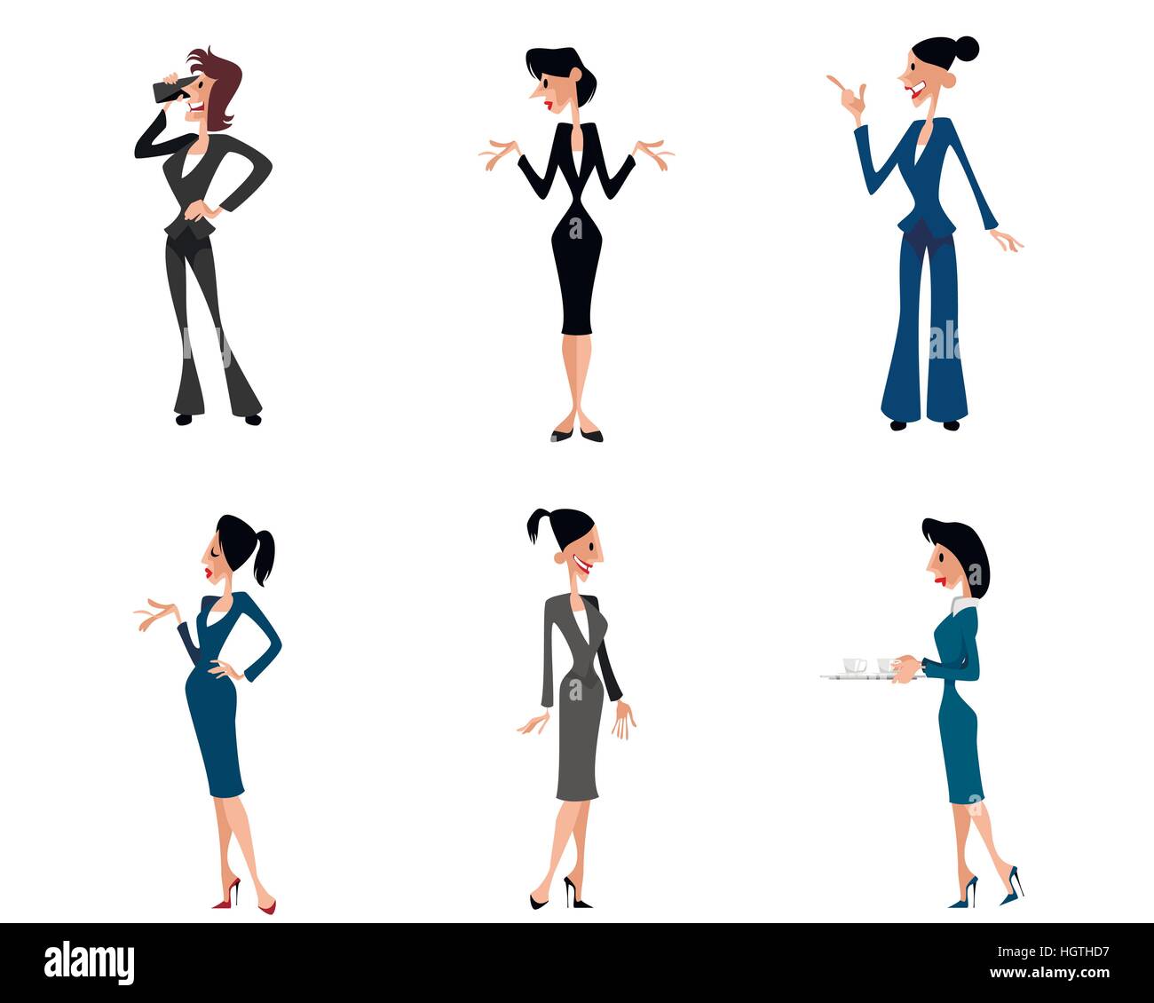 Vector illustration of a six businesswomen posing Stock Vector Image ...