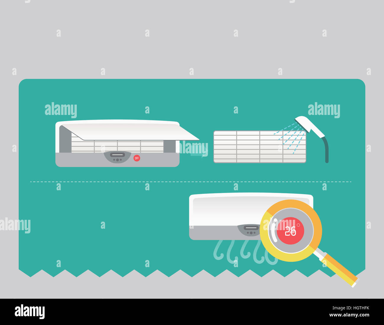 Illustration representing optimal indoor temperature in summer Stock