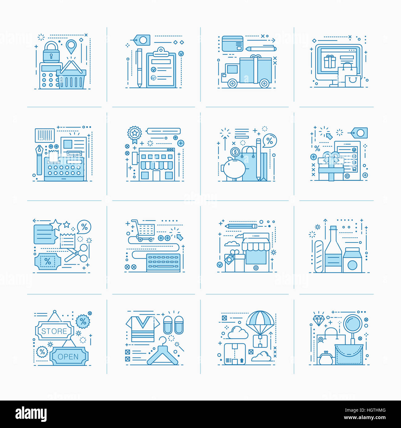 Set of various line icons related to shopping Stock Photo - Alamy