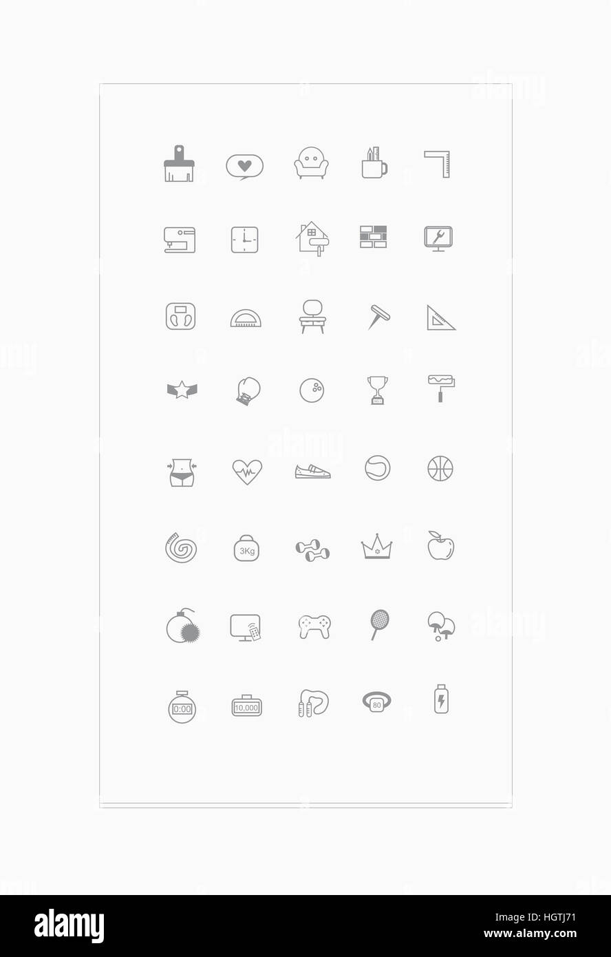 Set of various line icons Stock Photo