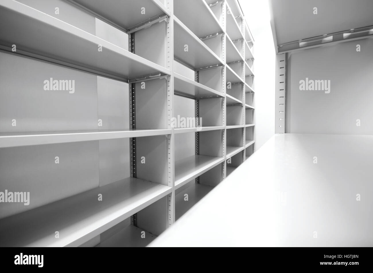 Empty archive storage units, archive rolling storage system Stock Photo