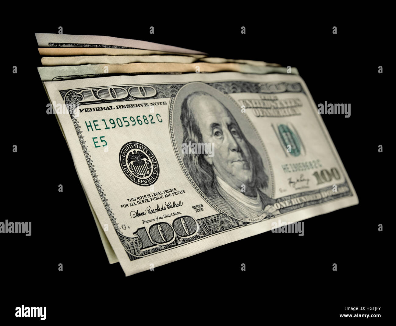 Isolated 100 Dollar bill Stock Photo