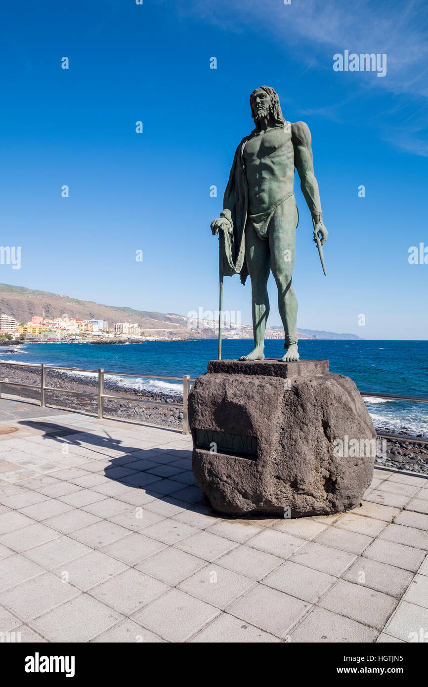 Mencey statues, Guanche kings at Candelaria, Tenerife, Canary islands ...