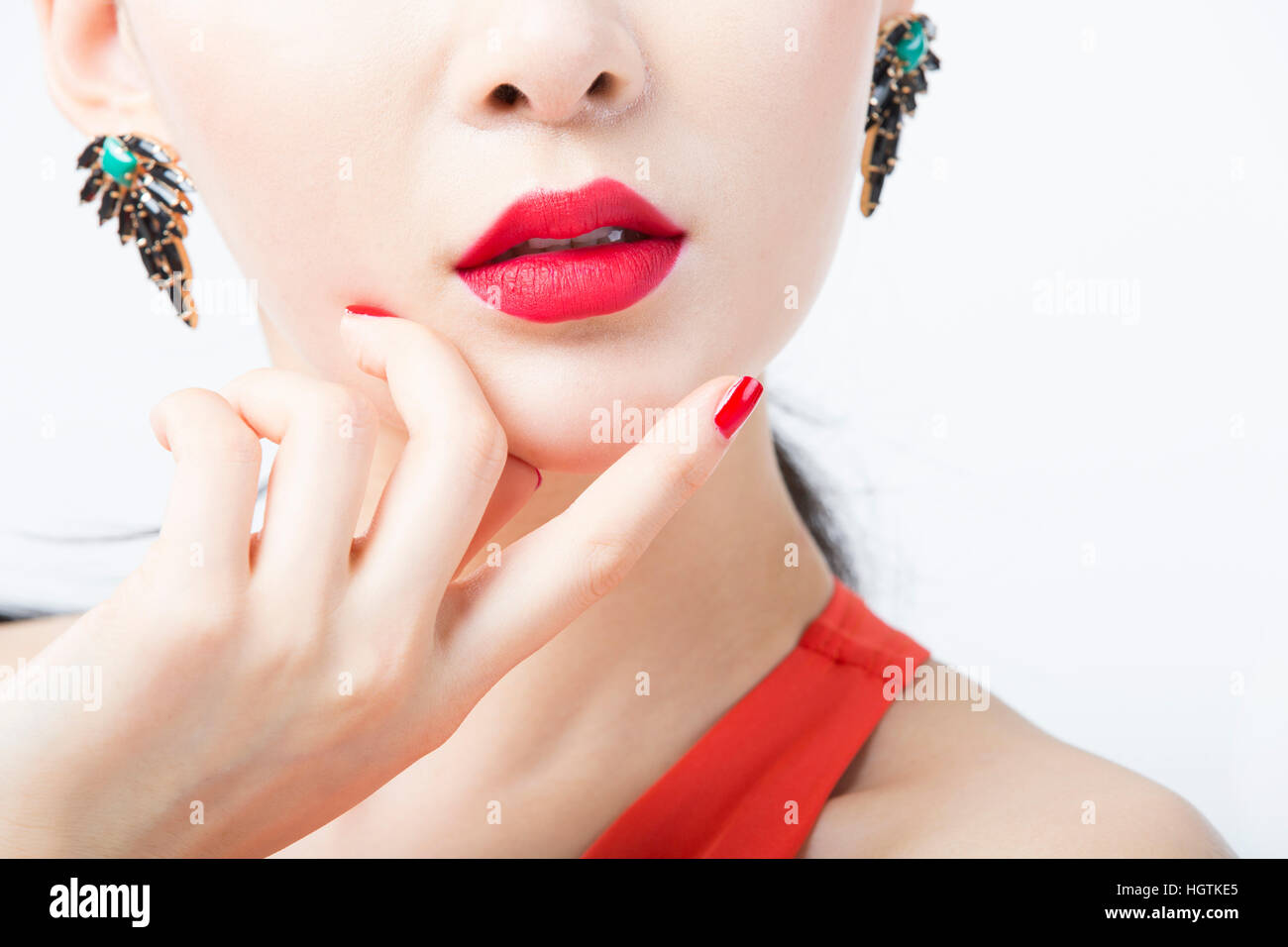 Close-up of young woman's face Stock Photo