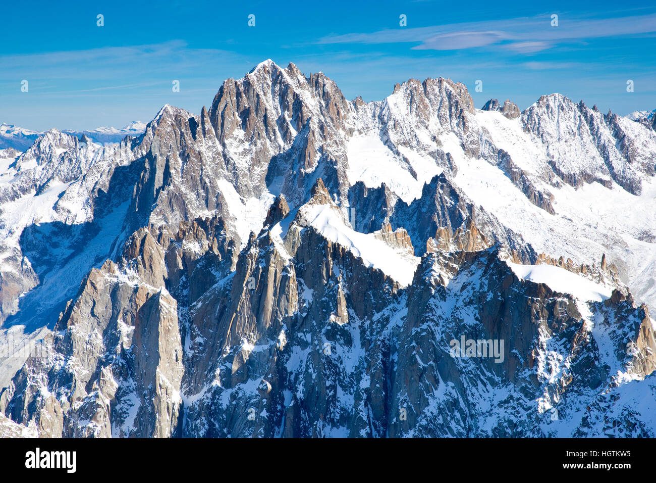 Mont Blanc massif from Aiguille du Midi, Chamonix, France Stock Photo ...