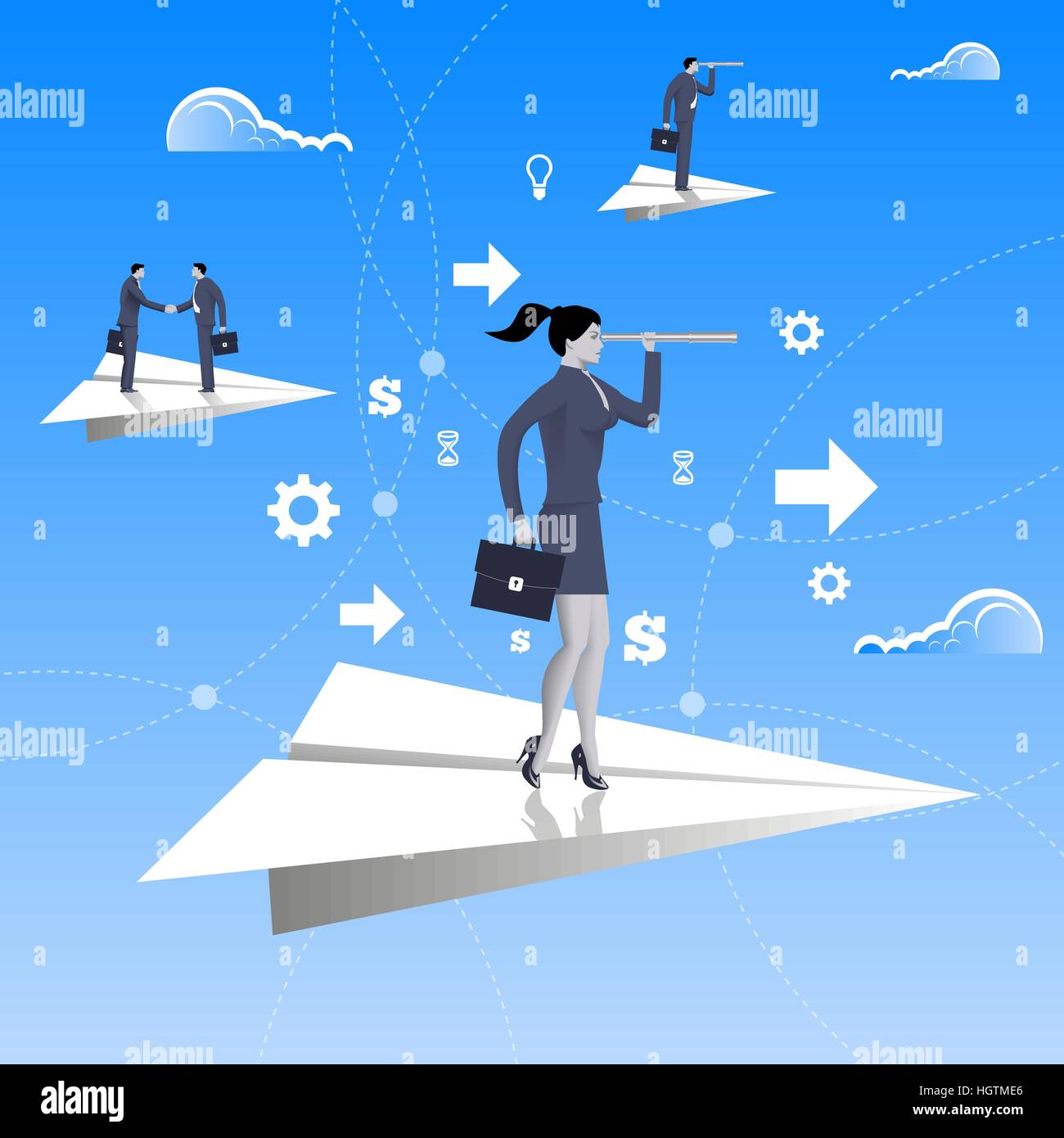 Woman flying in plane Stock Vector Images - Alamy